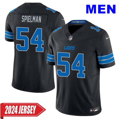 Men's Chris Spielman No 54 Detroit Lions 2nd Alternate Vapor F.U.S.E. Limited 2024 Jersey – Black