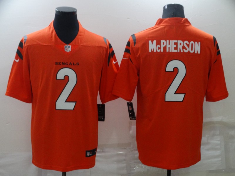 Men's Cincinnati Bengals #2 Evan McPherson NEW Orange 2021 Vapor Untouchable Stitched NFL Nike Limited Jersey