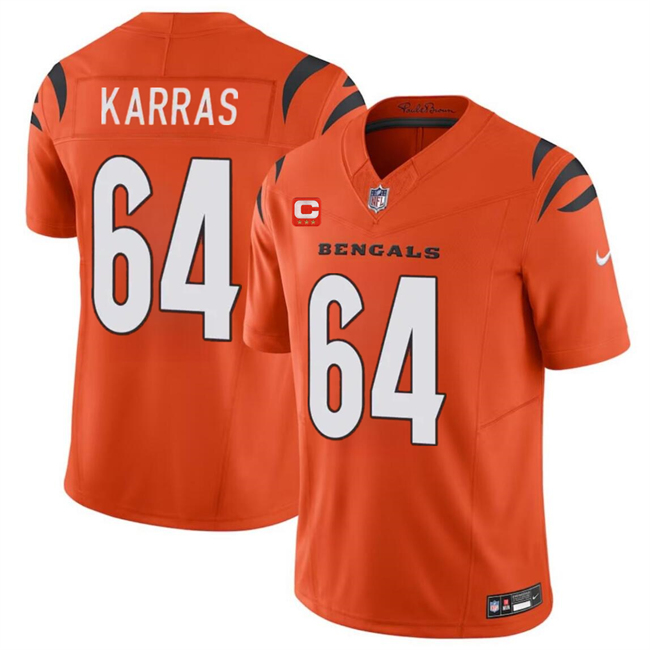 Men's Cincinnati Bengals #64 Ted Karras Orange 2024 F.U.S.E With 3-star C Patch Vapor Untouchable Limited Football Stitched Jersey