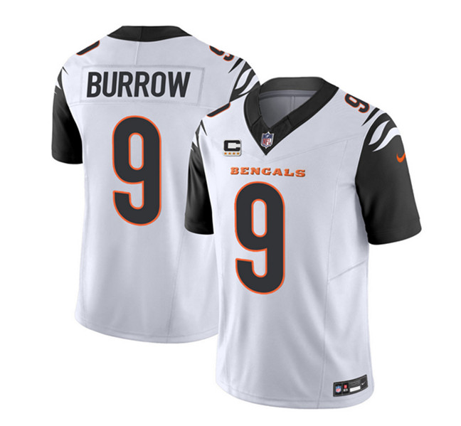 Men's Cincinnati Bengals #9 Joe Burrow 2023 F.U.S.E. White With 4-Star C Patch Vapor Untouchable Limited Football Stitched Jersey