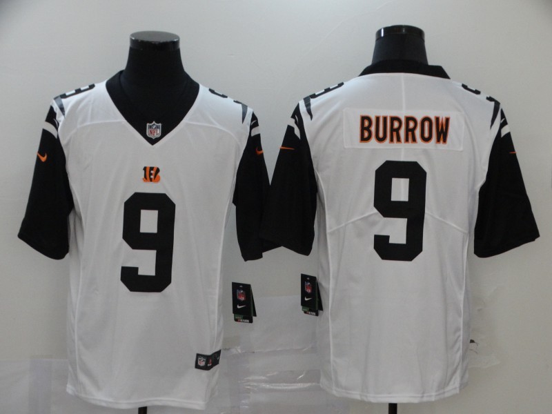 Men's Cincinnati Bengals #9 Joe Burrow White 2020 Color Rush Stitched NFL Nike Limited Jersey