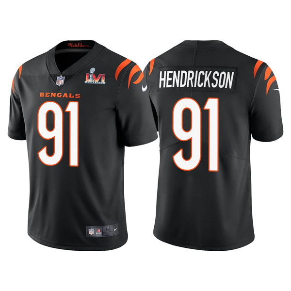 Men's Cincinnati Bengals #91 Trey Hendrickson 2022 Black Super Bowl LVI Vapor Limited Stitched Jersey