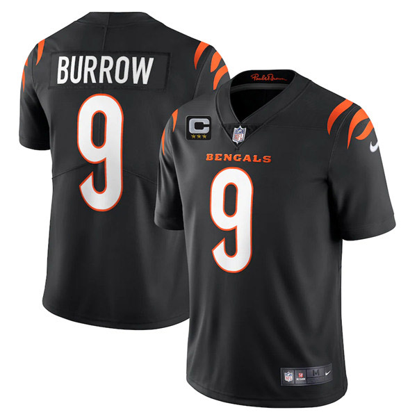 Men's Cincinnati Bengals 2022 #9 Joe Burrow Black With 3-star C Patch Vapor Limited Stitched NFL Jersey