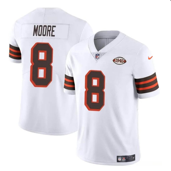 Men's Cleveland Browns #8 Elijah Moore White 1946 Collection Vapor Limited Football Stitched Jersey