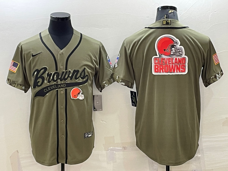 Men's Cleveland Browns Olive 2022 Salute To Service Team Big Logo