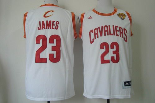 Men's Cleveland Cavaliers #23 LeBron James 2015 The Finals White Jersey