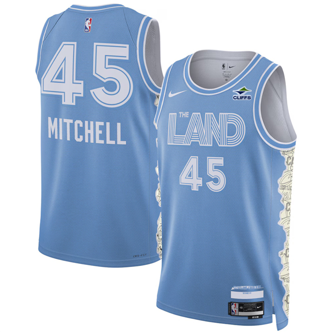 Men's Cleveland Cavaliers #45 Donovan Mitchell Light Blue 2024-25 City Edition Stitched Jersey