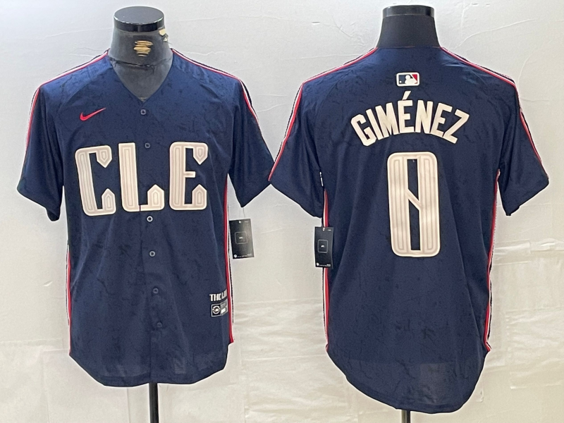 Men's Cleveland Guardians #0 Andres Gimenez Navy 2024 City Connect Limited Stitched Jersey