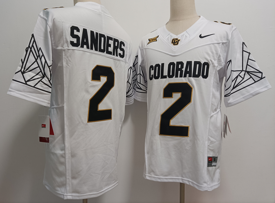 Men's Colorado Buffaloes #2 Shedeur Sanders White Black 2024 Limited FUSE College Football Jersey