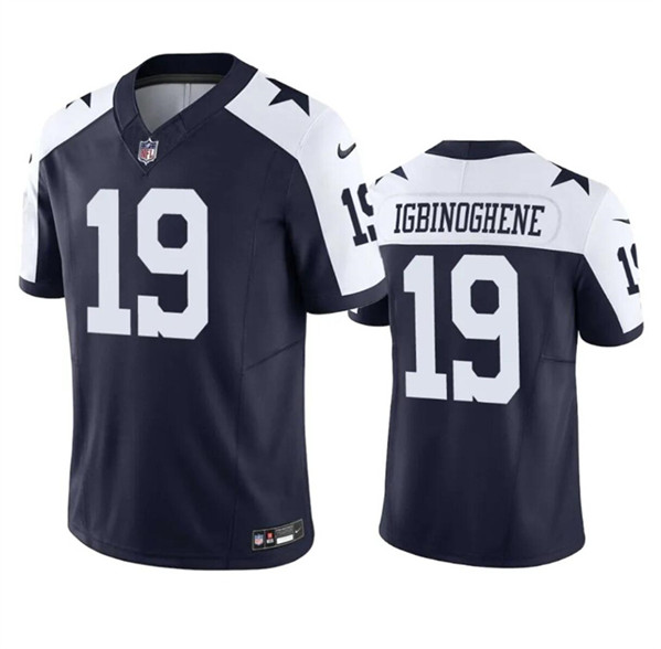 Men's Dallas Cowboys #19 Noah Igbinoghene Navy White 2023 F.U.S.E. Vapor Limited Football Stitched Jersey