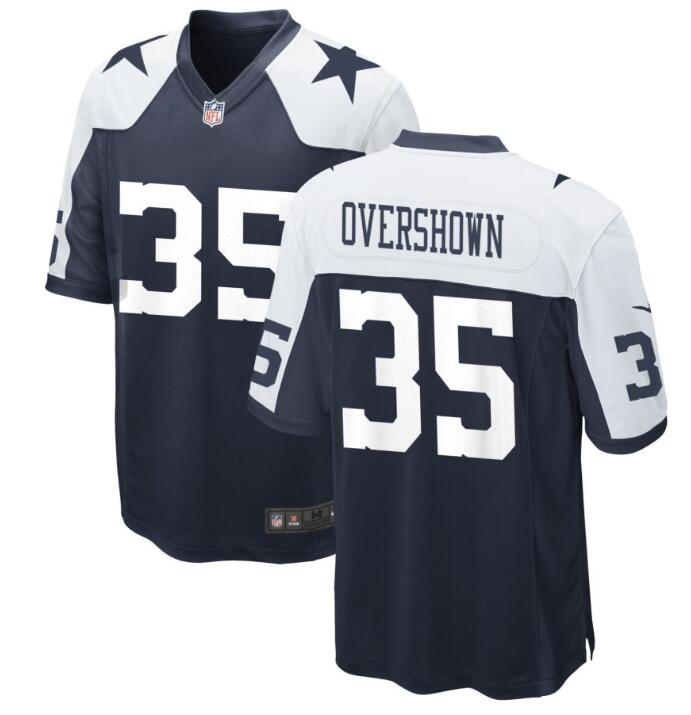 Men's Dallas Cowboys #35 Overshown DeMarvion Navy White Thanksgiving Vapor Limited Stitched Football Jersey