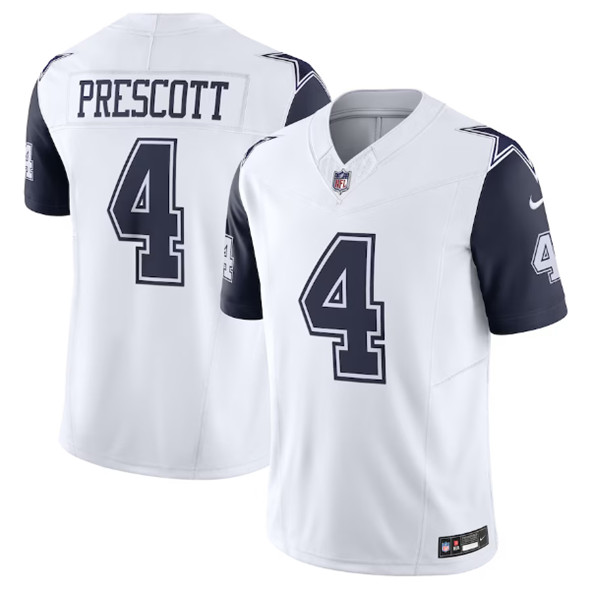 Men's Dallas Cowboys #4 Dak Prescott Thanksgiving White 2023 F.U.S.E. Vapor Limited Stitched Football Jersey