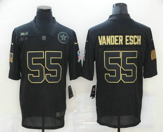 Men's Dallas Cowboys #55 Leighton Vander Esch Black 2020 Salute To Service Stitched NFL Nike Limited Jersey