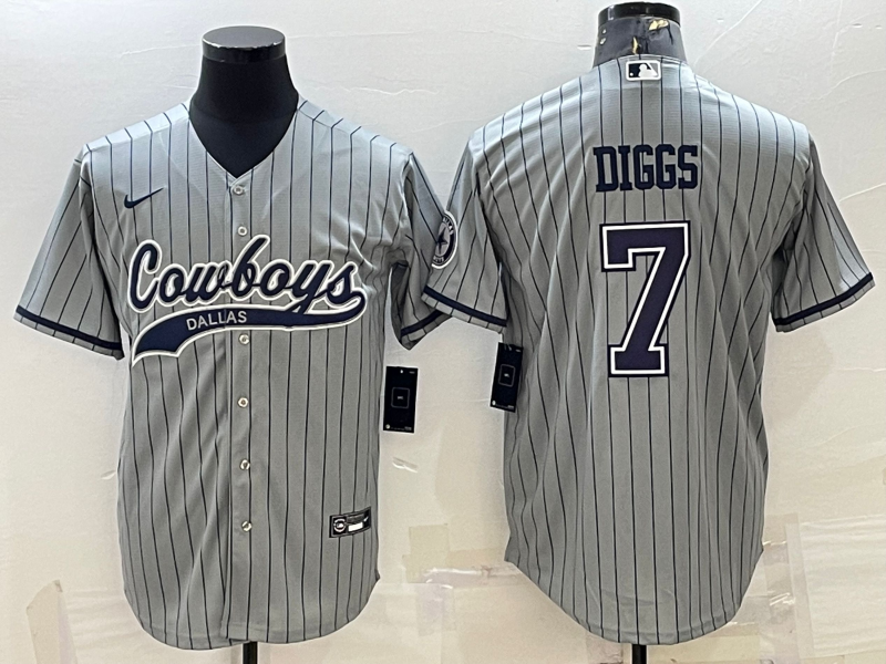 Men's Dallas Cowboys #7 Trevon Diggs Grey With Patch Cool Base Stitched Baseball Jersey