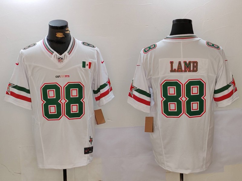 Men's Dallas Cowboys #88 CeeDee Lamb 2024 Mexico White FUSE Stitched Jersey