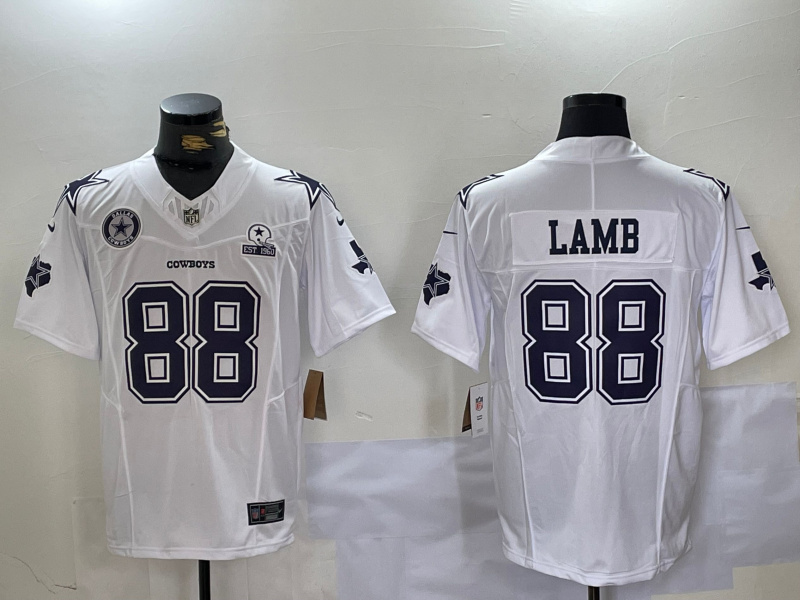 Men's Dallas Cowboys #88 CeeDee Lamb 2024 White F.U.S.E. With Established In 1960 Patch Stitched Football Jersey