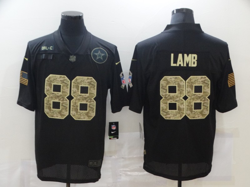 Men's Dallas Cowboys #88 CeeDee Lamb Black Camo 2020 Salute To Service Stitched NFL Nike Limited Jersey