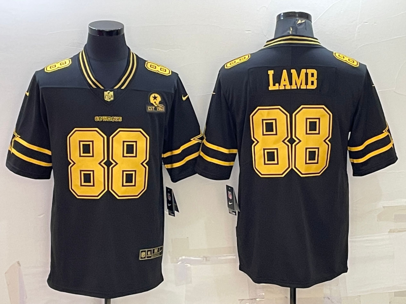 Men's Dallas Cowboys #88 CeeDee Lamb Black Gold Edition With 1960 Patch Limited Stitched Football Jersey