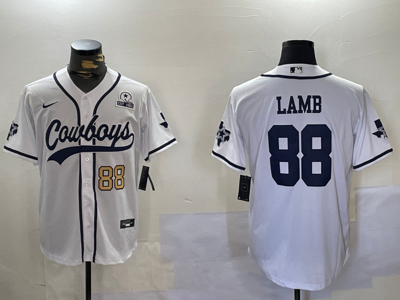 Men's Dallas Cowboys #88 CeeDee Lamb White 2022 Olive Salute To Service Cool Base Stitched Baseball Jersey