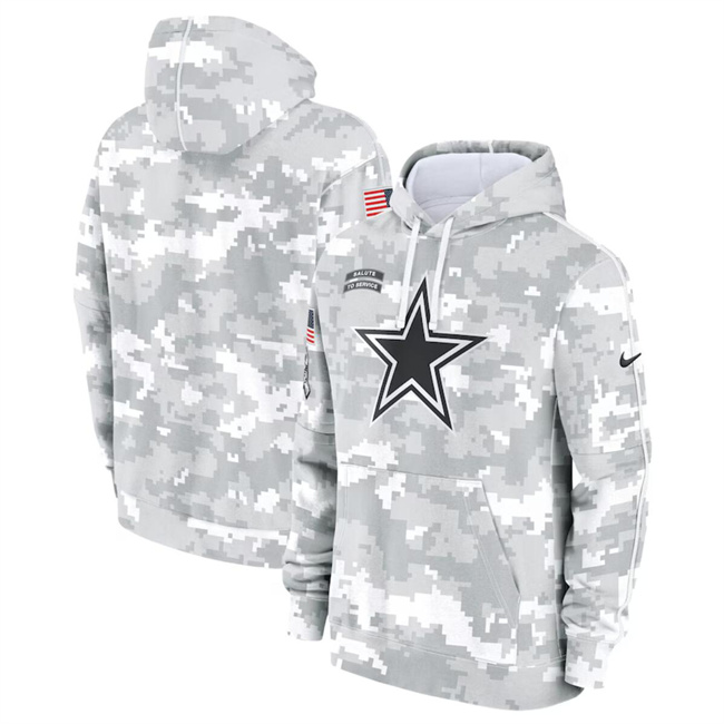 Men's Dallas Cowboys 2024 Arctic Camo Salute To Service Club Fleece Pullover Hoodie