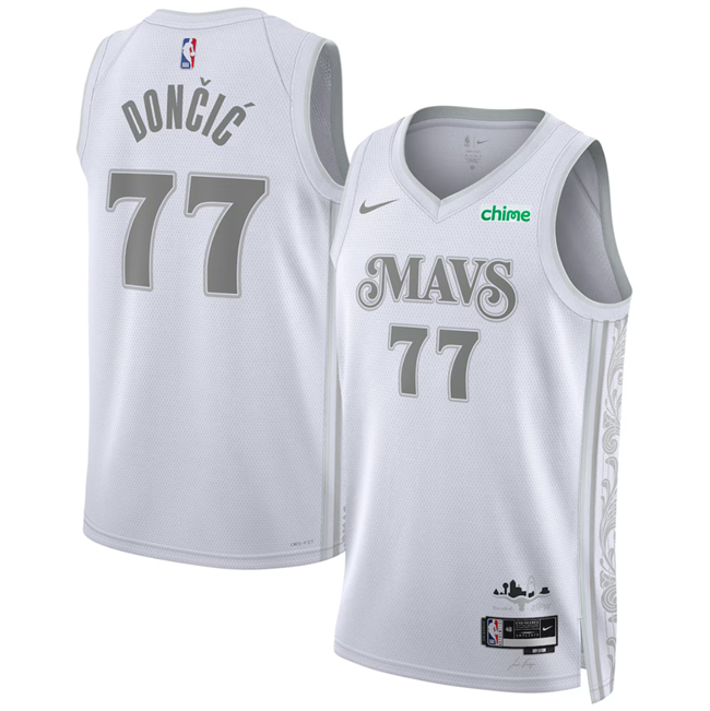 Men's Dallas Mavericks #77 Luka Doncic White 2024-25 City Edition Stitched Basketball Jersey