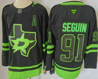 Men's Dallas Stars #91 Tyler Seguin Black Alternate Authentic Jersey