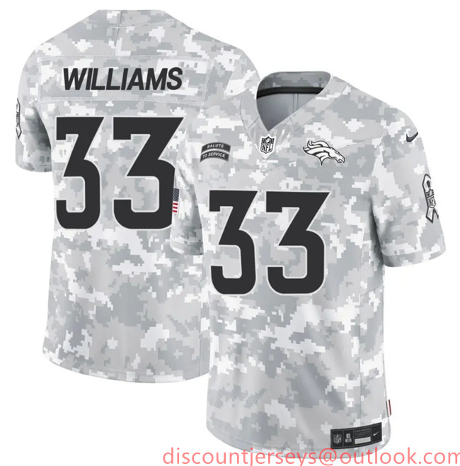 Men's Denver Broncos #33 Javonte Williams 2024 F.U.S.E Arctic Camo Salute To Service Limited Stitched Football Jersey