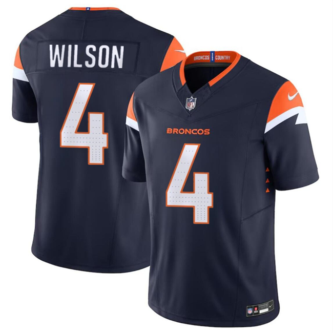 Men's Denver Broncos #4 Zach Wilson Navy 2024 F.U.S.E. AlternateVapor Limited Football Stitched Jersey