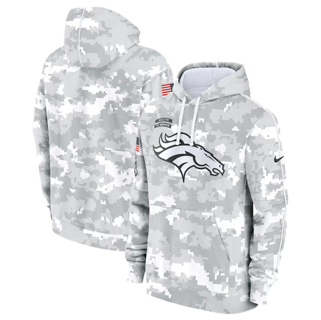 Men's Denver Broncos 2024 Arctic Camo Salute To Service Club Fleece Pullover Hoodie