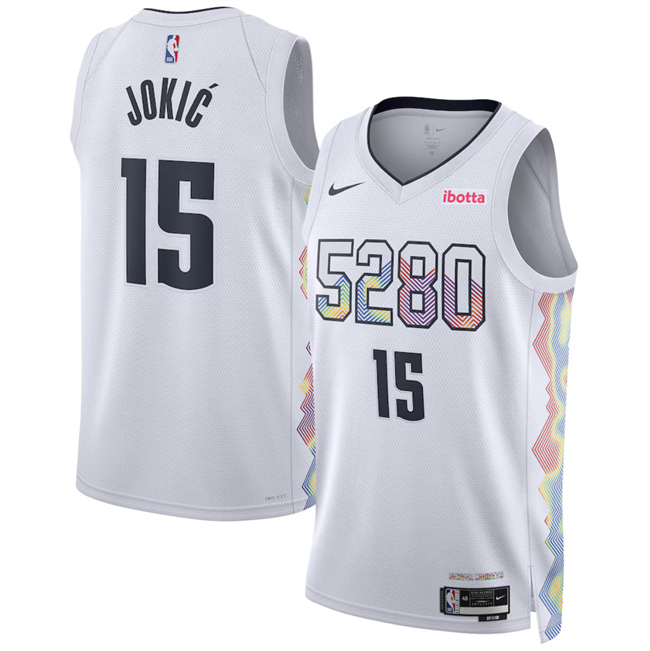 Men's Denver Nuggets #15 Nikola Jokic White 2024-25 City Edition Stitched Basketball Jersey