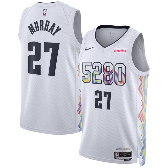 Men's Denver Nuggets #27 Jamal Murray White 2024-25 City Edition Stitched Basketball Jersey