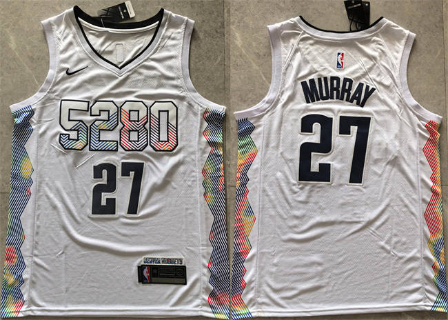 Men's Denver Nuggets #27 Jamal Murray White 2024 City Edition Stitched Basketball Jersey