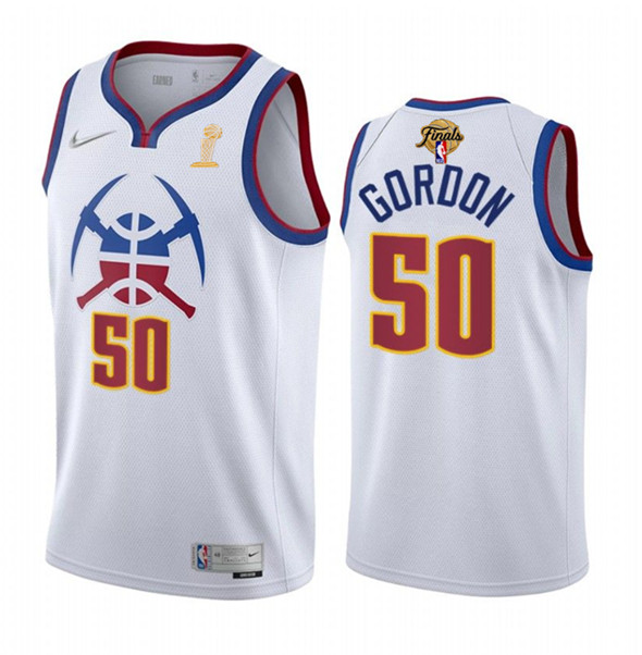 Men's Denver Nuggets #50 Aaron Gordon White 2023 Finals Earned Edition Stitched Basketball Jersey