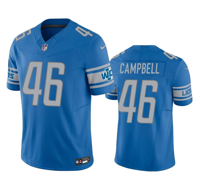 Men's Detroit Lions #46 Jack Campbell Blue 2023 F.U.S.E. Vapor Untouchable Limited Stitched Jersey