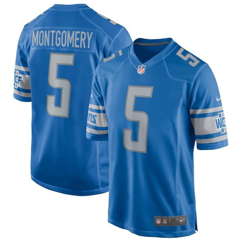 Men's Detroit Lions David Montgomery #5 Nike Blue Official NFL Game Jersey