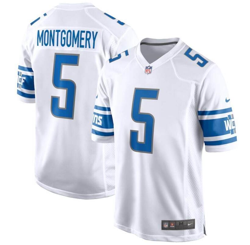 Men's Detroit Lions David Montgomery #5 Nike White Official NFL Game Jersey