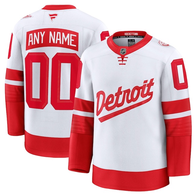 Men's Detroit Red Wings Active Player Custom White Red 2024-25 Stitched Jersey