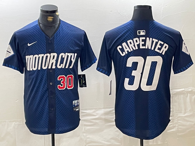 Men's Detroit Tigers #30 Kerry Carpenter Number 2024 Navy City Connect Cool Base Limited Stitched Jersey