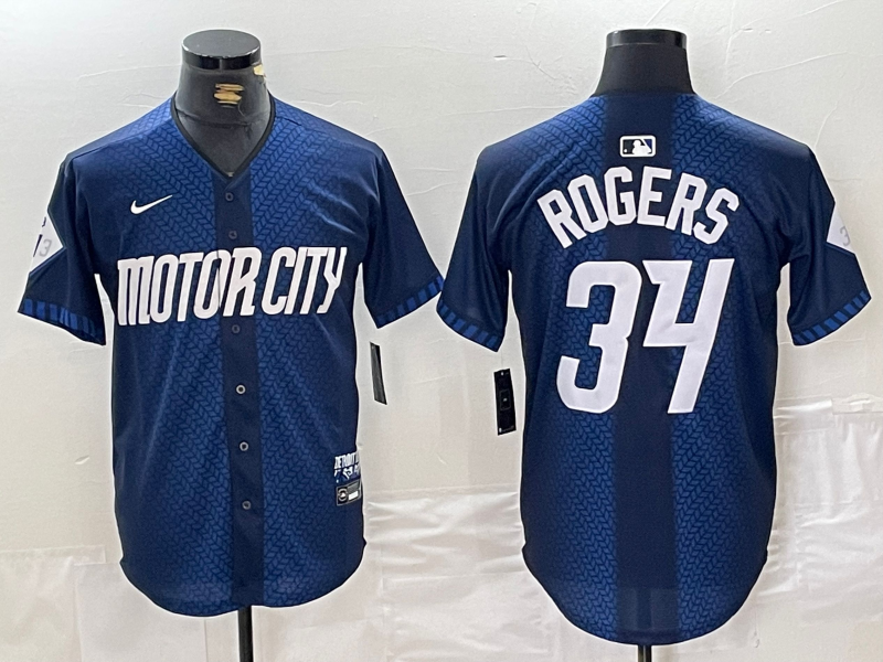 Men's Detroit Tigers #34 Jake Rogers 2024 Navy City Connect Cool Base Limited Stitched Jersey