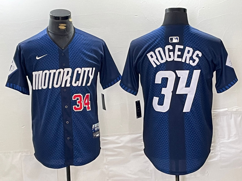 Men's Detroit Tigers #34 Jake Rogers 2024 Navy City Connect Cool Base Limited Stitched Jerseys