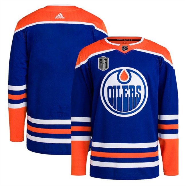Men's Edmonton Oilers Blank Royal 2024 Stanley Cup Final Patch Stitched Jersey