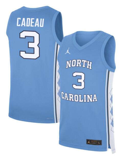 Men's Elliot Cadeau #3 North Carolina Tar Heels College Basketball Jerseys