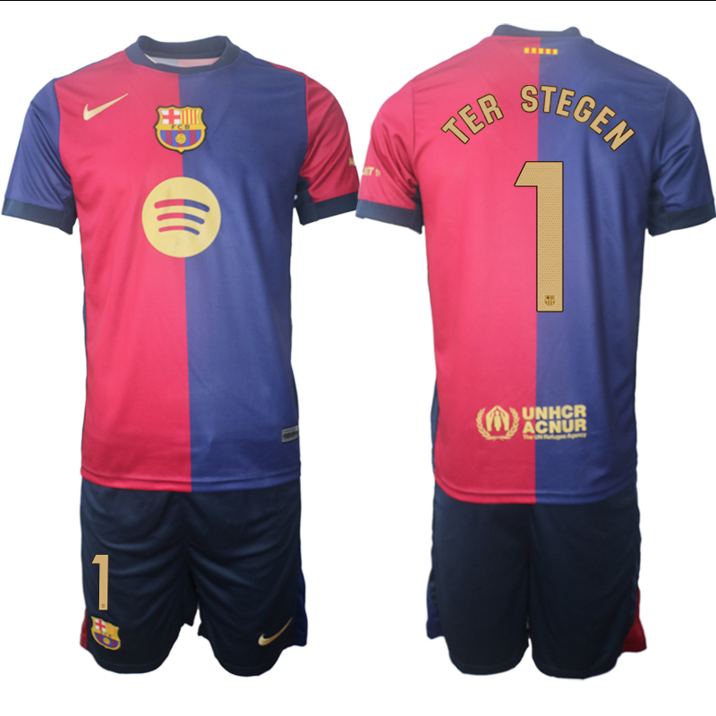 Men's FC Barcelona home 1# TER STEGEN 2024-25 Suit Soccer Jerseys