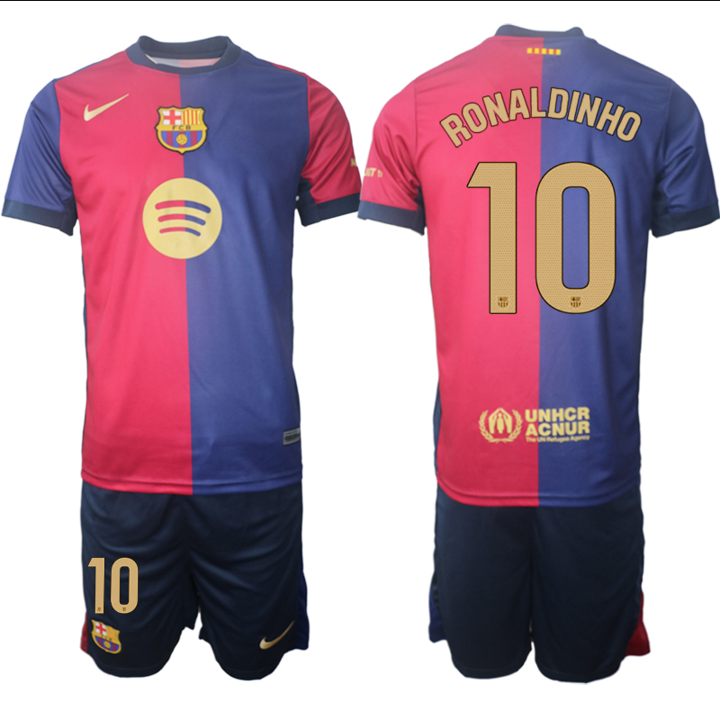 Men's FC Barcelona home 10# RONALDINHO 2024-25 Suit Soccer Jerseys