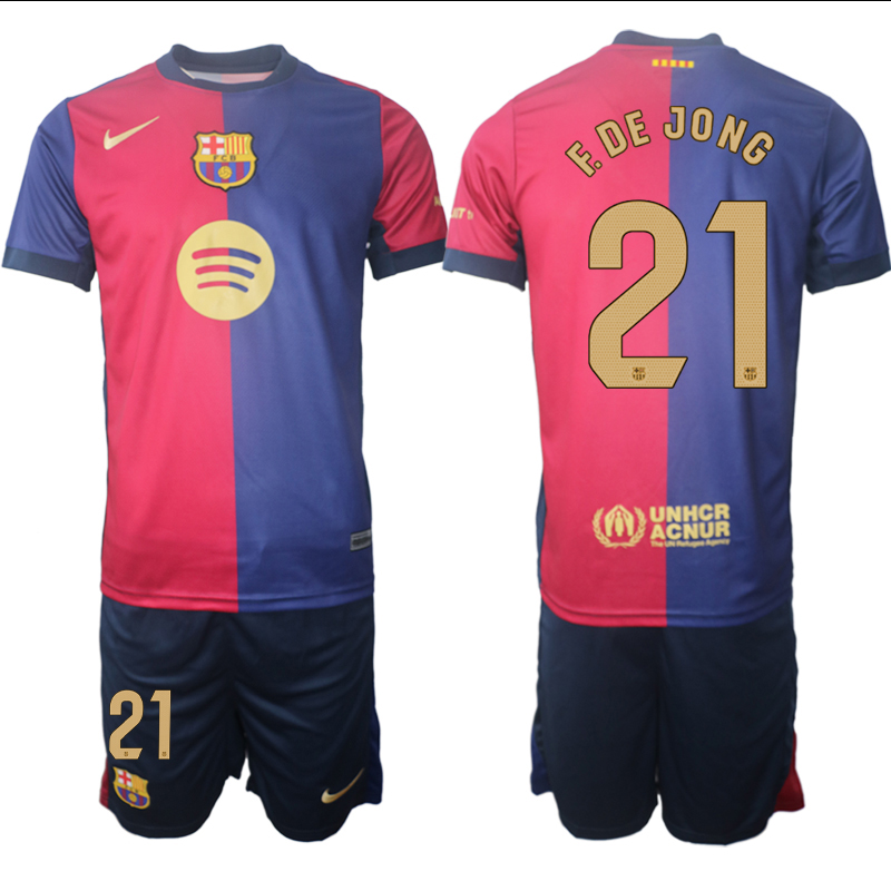 Men's FC Barcelona home 21# F.DE JONG 2024-25 Suit Soccer Jerseys