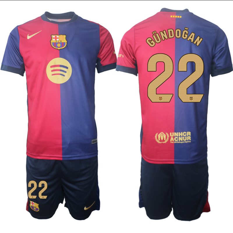 Men's FC Barcelona home 22# GUNDOGAN 2024-25 Suit Soccer Jerseys