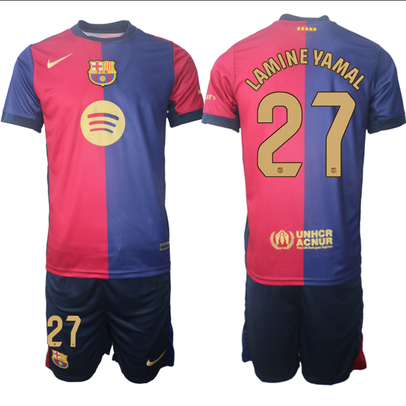 Men's FC Barcelona home 27# LAMINE YAMAL 2024-25 Suit Soccer Jerseys