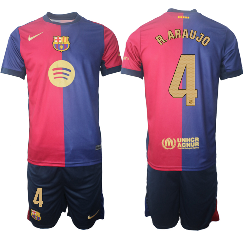 Men's FC Barcelona home 4# R.ARAUJO 2024-25 Suit Soccer Jerseys