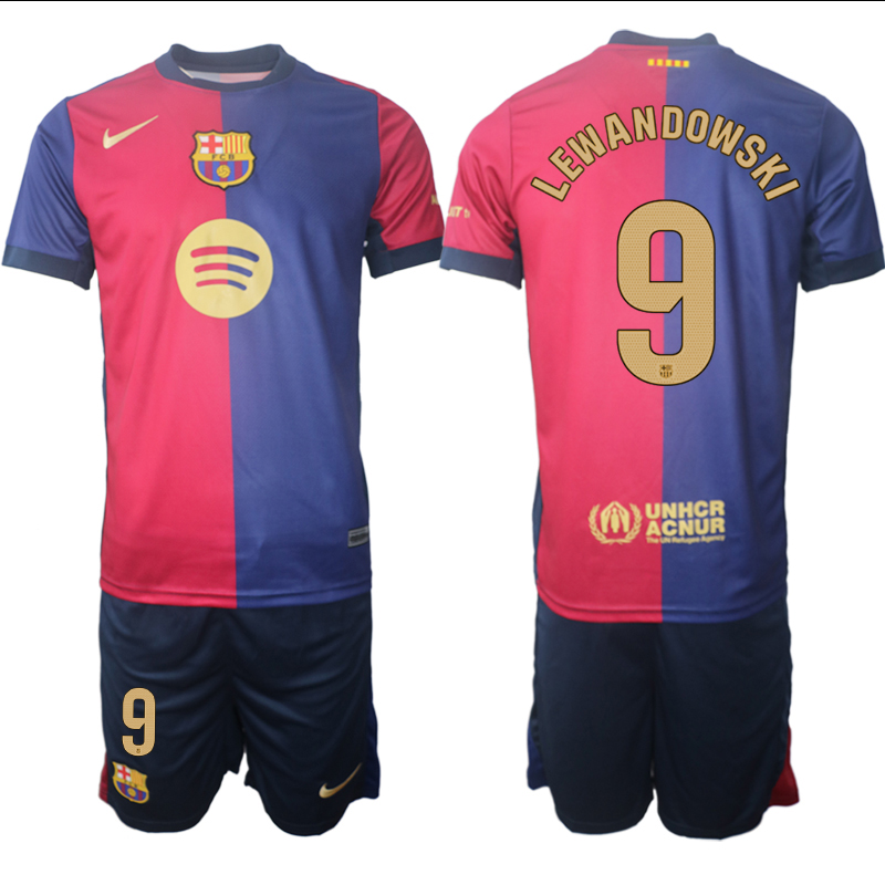 Men's FC Barcelona home 9# LEWANDOWSKI 2024-25 Suit Soccer Jerseys