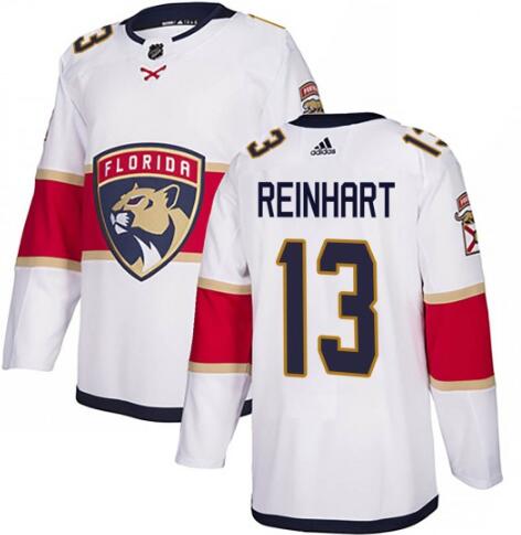 Men's Florida Panthers #13 Sam Reinhart White Away Stitched Jersey